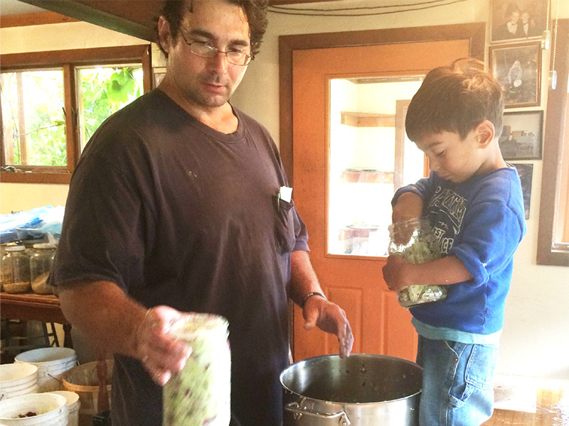 Jason always found ways to let children express their desire to help and made them feel special. Here he and Doodle (Dan and Roshni’s 3rd) make sauerkraut.